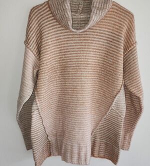 CAbi Striped Rust and Cream Sweater